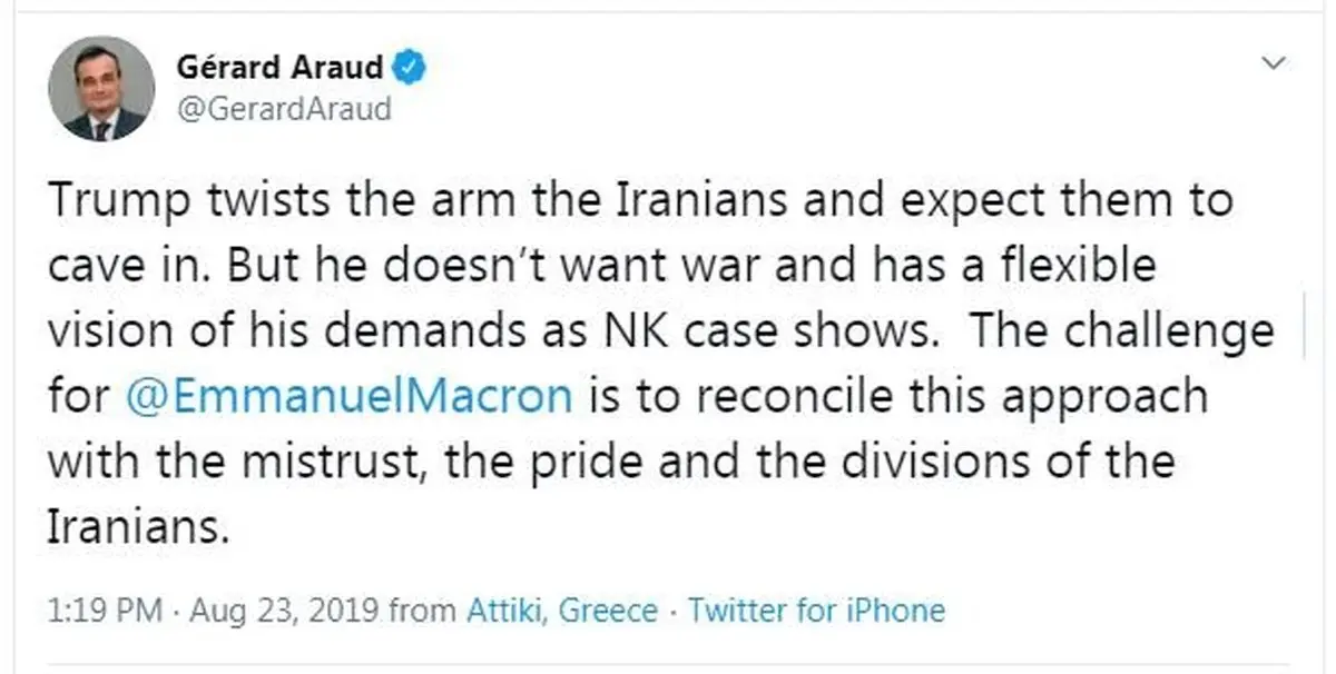 سفیر پیشین فرانسه: رفع بی اعتمادی بین تهران و واشنگتن از چالش های مکرون است