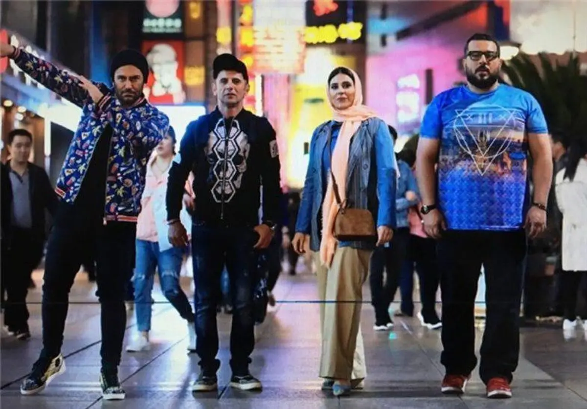 تیپ محمدرضا گلزار، امین حیایی و سحر دولتشاهی در نمایی شاد از سریال "ساخت ایران2"/عکس