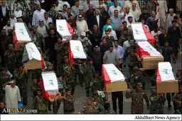 تشییع پیکر ۱۰ تن از شهدای فاجعه پایگاه نظامی اسپایکر/تصاویر