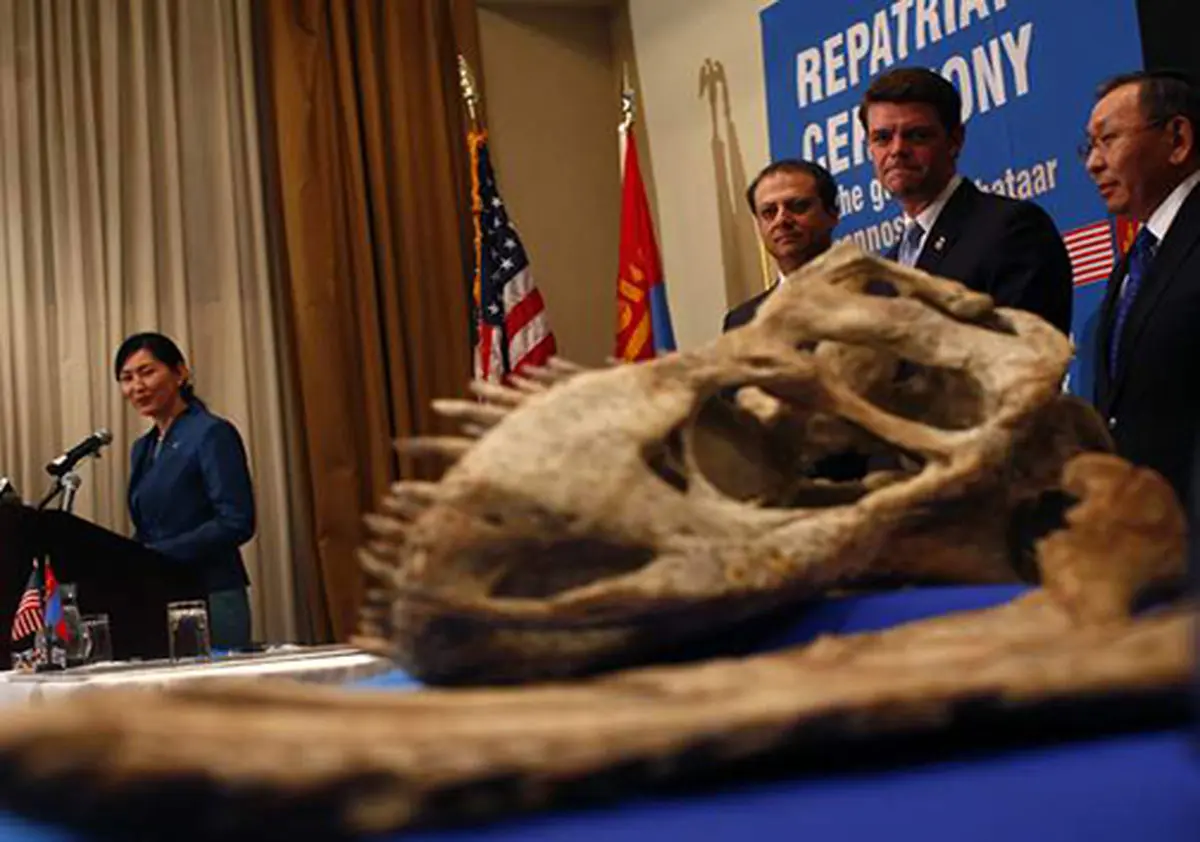 هنرپیشه معروف جمجمه‌ باستانی مسروقه را پس داد +تصاویر