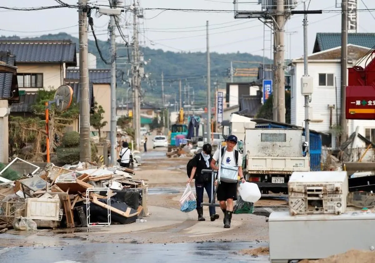 تصاویری باورنکردنی از ویرانی‌های سیل در ژاپن