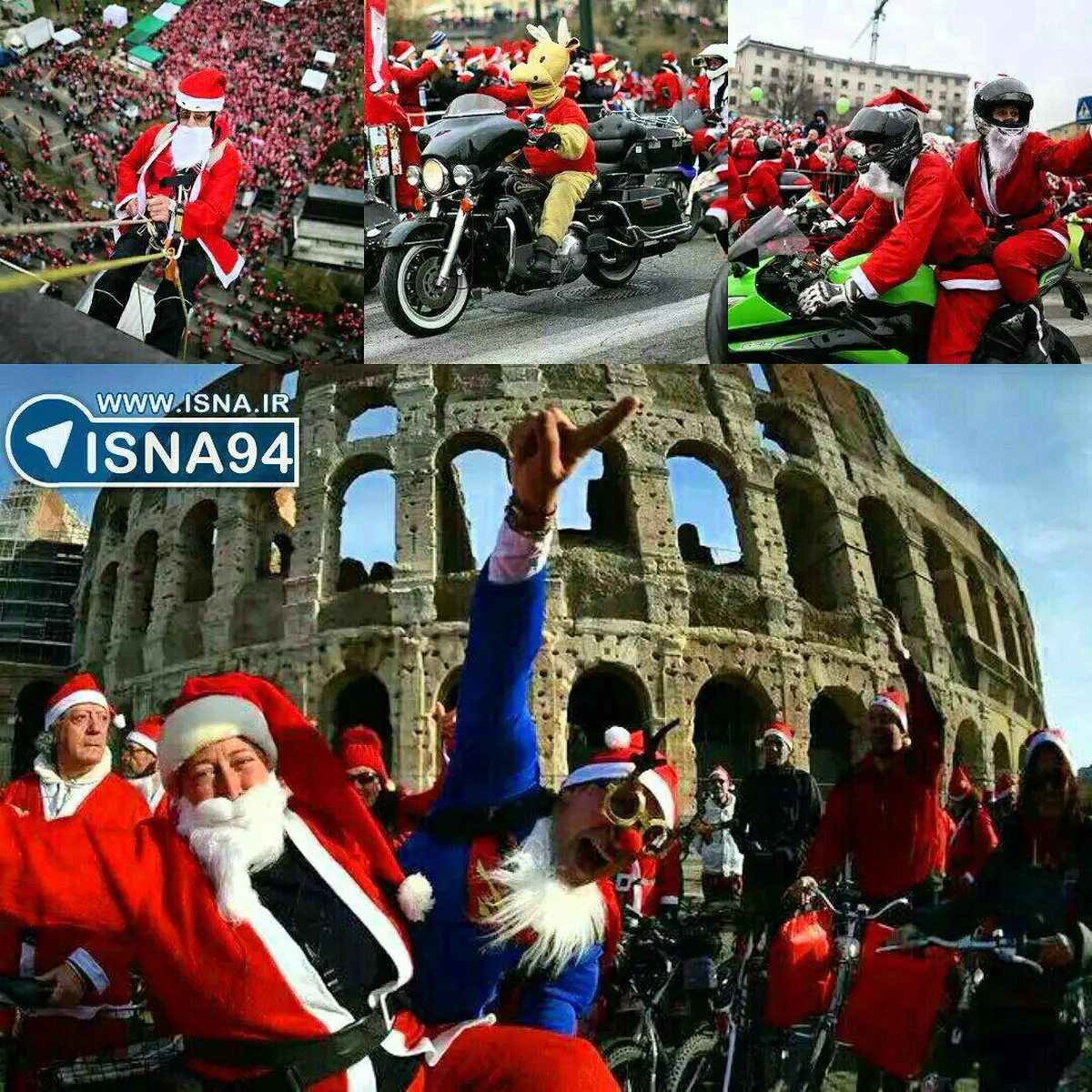 تجمع ۲۰ هزار نفری بابانوئل‌ها در ایتالیا/عکس