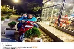 موتور سواری بازیگر نقش ستایش و همسرش/عکس