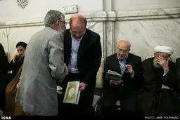 حرف های در گوشی حداد عادل و قالیباف/ عکس