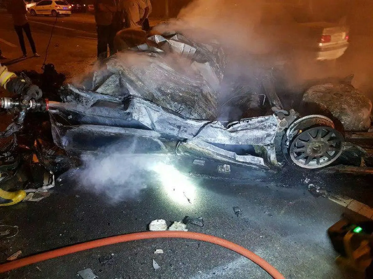 تصادف شدید پژو ۴۰۵ با پرشیا در اتوبان تهران-قم