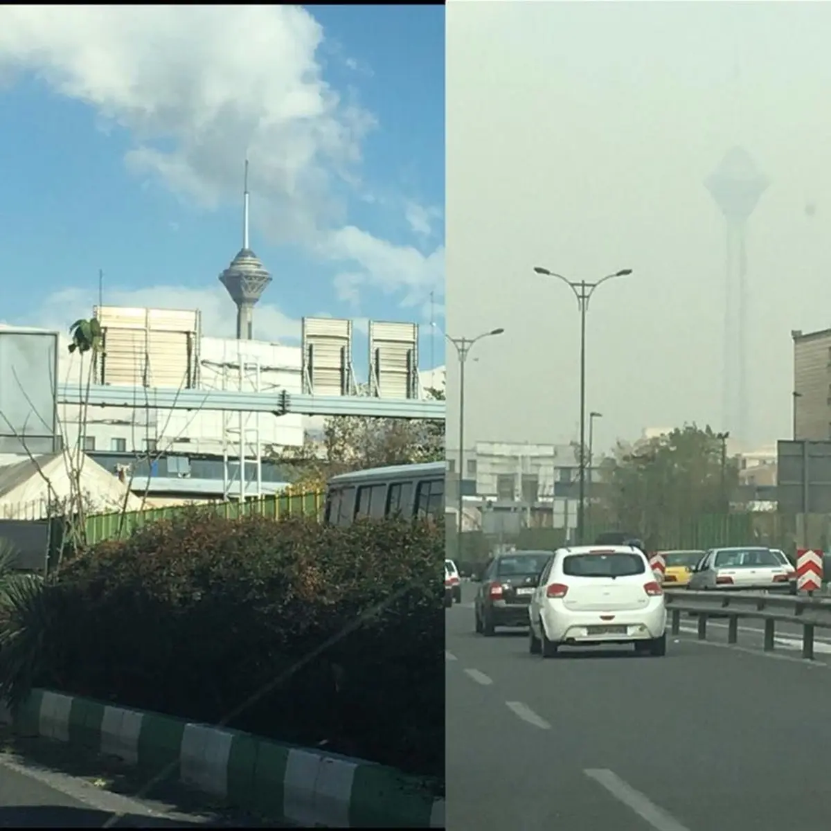 اتوبان چمران در دو روز متفاوت / عکس