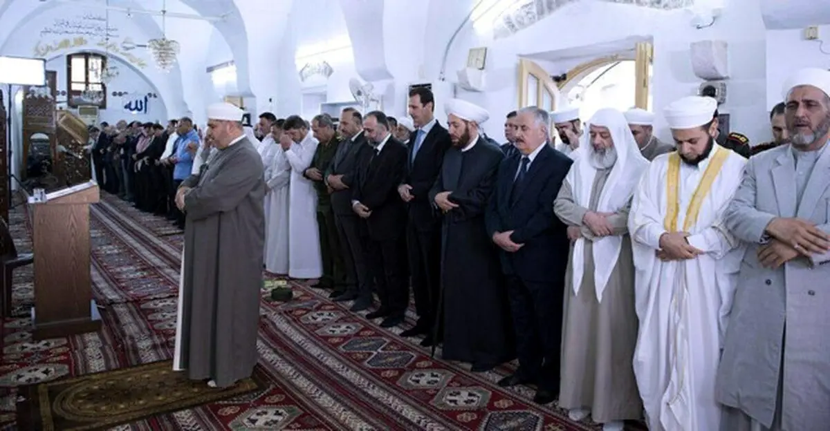 بشار اسد در نماز روز عید فطر/عکس