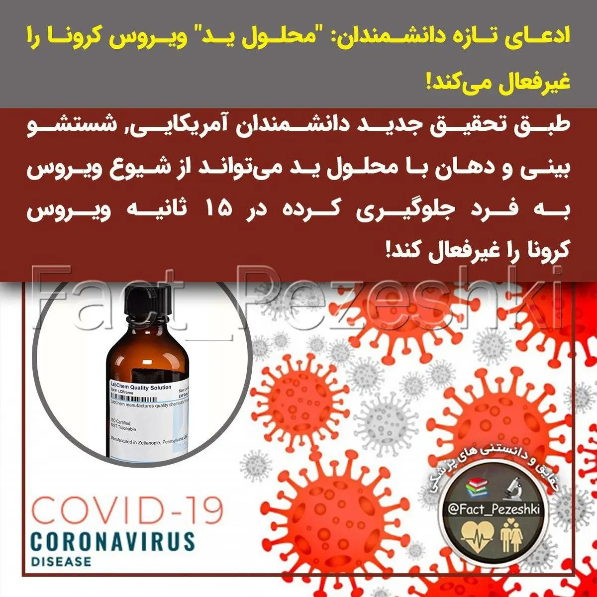 پایان کرونا با کشف محلول جدیدی که کرونا را دقیق می شناسد و نابود می کند