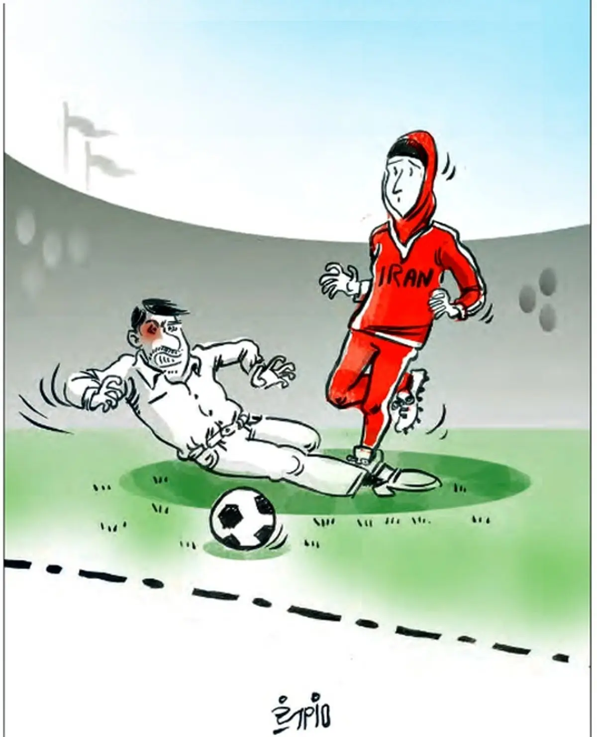 کاریکاتور/ تکل دوپا روی خانم گل ایران!