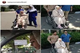 کتایون ریاحی با پای شکسته روی ویلچیر+عکس