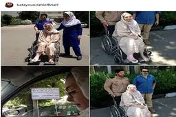 کتایون ریاحی با پای شکسته روی ویلچیر+عکس