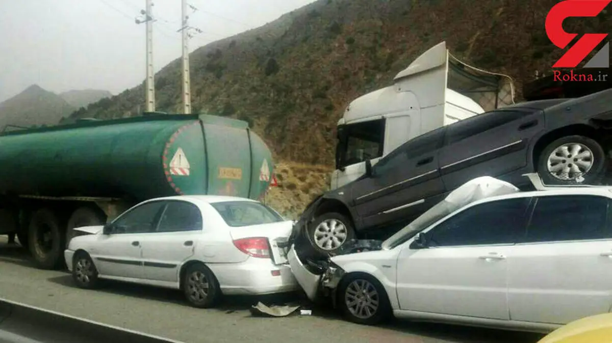 عکس / عجیب ترین تصادف زنجیره ای در جاده فیروزکوه / زانتیا به پرواز در آمد!