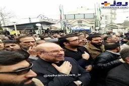 قالیباف در تشییع بسیجی شهید حدادیان/عکس