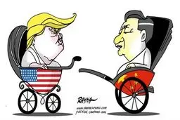 نمای منتشرنشده از دیدار روسای جمهور چین و آمریکا!/کاریکاتور