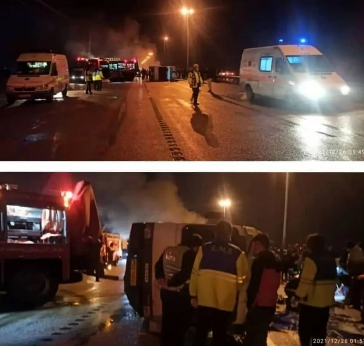 عکس | ۳ کشته در واژگونی مینی‌بوس در گنبدکاووس