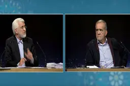 لحظه جدال پینگ‌پنگی پزشکیان و جلیلی در پایان مناظره