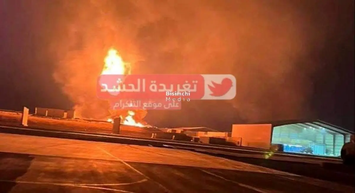 تصویر انفجار در پایگاه الحریر آمریکایی‌ها پس از اصابت موشک‌های سپاه 