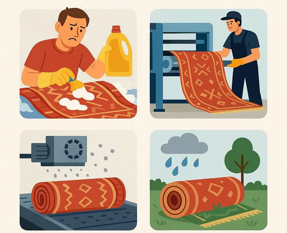 مهم‌ترین اشتباهات در شستشوی فرش و راه‌حل‌های حرفه‌ای قالیشویی‌ها