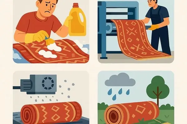 مهم‌ترین اشتباهات در شستشوی فرش و راه‌حل‌های حرفه‌ای قالیشویی‌ها