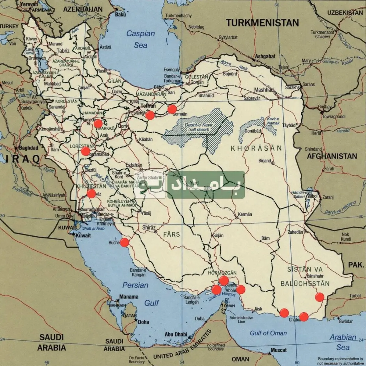 اسامی شهرهایی که دیشب مورد حمله  آمریکا قرار گرفتند