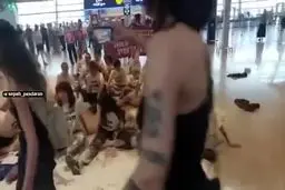 آردپاشی در فرودگاه بن گوریون در اعتراض به جنگ غزه