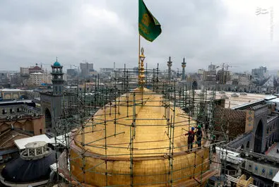 شستشو و تنظیف گنبد رضوی