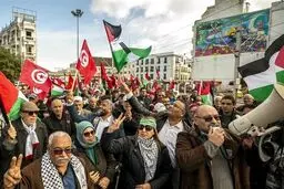 فریاد آزادی فلسطین در سالگرد پیروزی انقلاب تونس