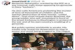 ظریف: توهین‌های نتانیاهو برای فرار از دادگاه لاهه است