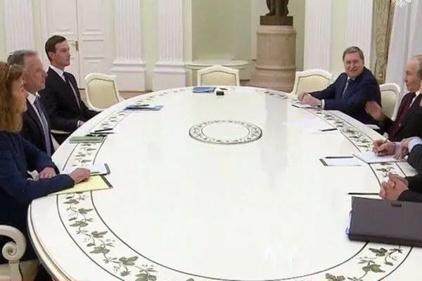 داماد ترامپ همراه با ویتکاف سر میز پوتین + فیلم