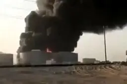 انفجاری بزرگ در مخازن سوخت پس از حملات پهپادی