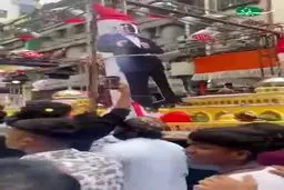 انداختن تاج گل بر عکس رهبر انقلاب و مراسم اعدام نتانیاهو در هند