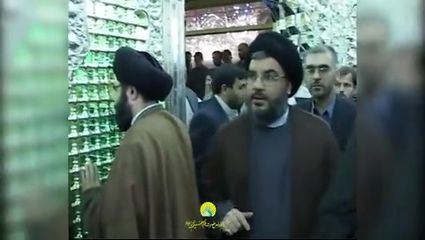 لحظاتی از حضور شهید سید حسن نصرالله در حرم حضرت عبدالعظیم حسنی