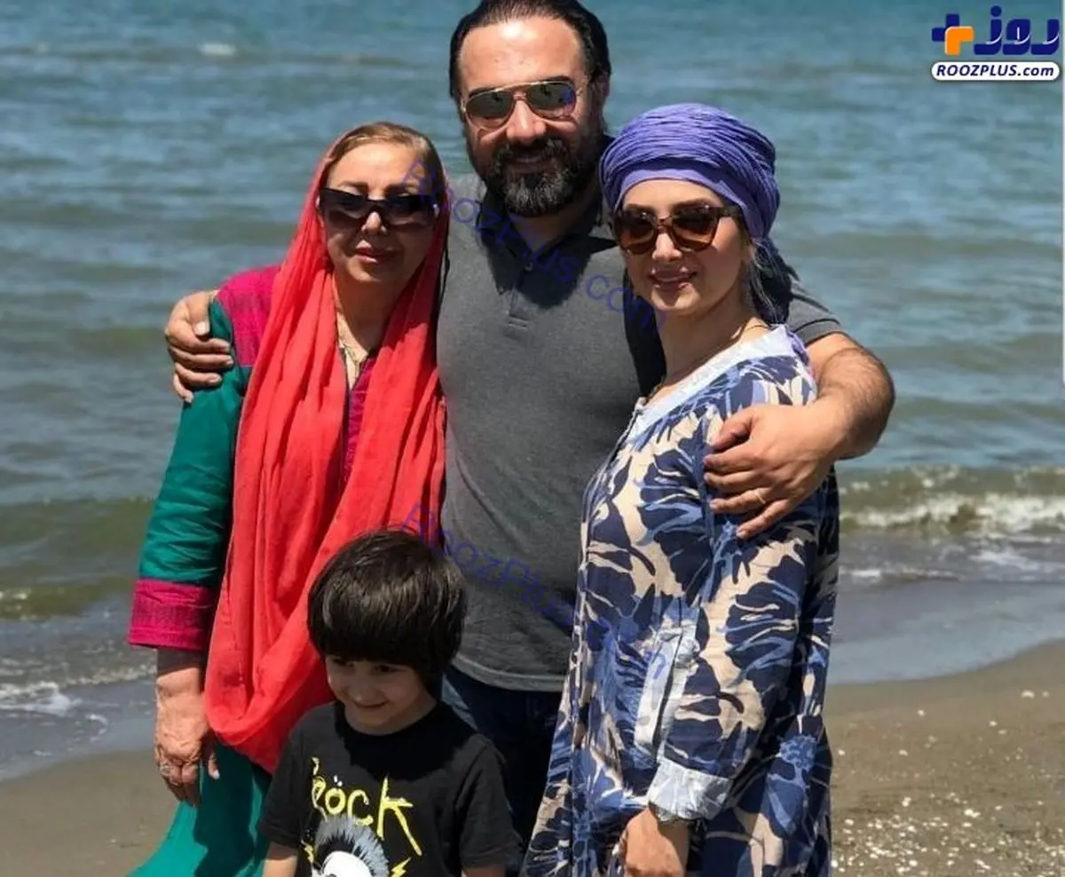 برزو ارجمند و همسرش در کنار دریا در آغوش یکدیگر + عکس