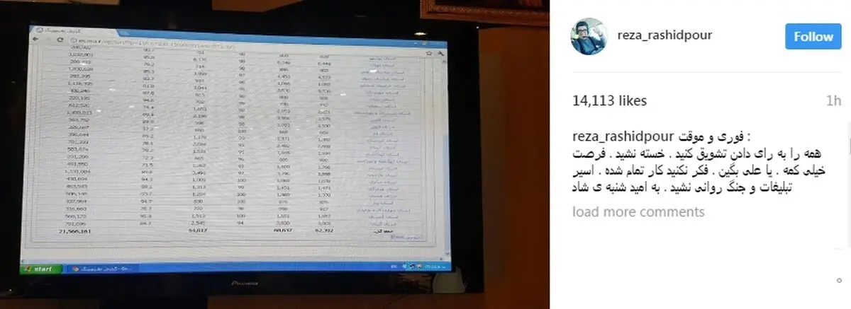 توصیه انتخاباتی رضا رشیدپور در ساعات پایانی مهلت رای‌گیری