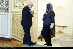 لبخندهای دیپلماتیک ظریف به خانم وزیر/ عکس