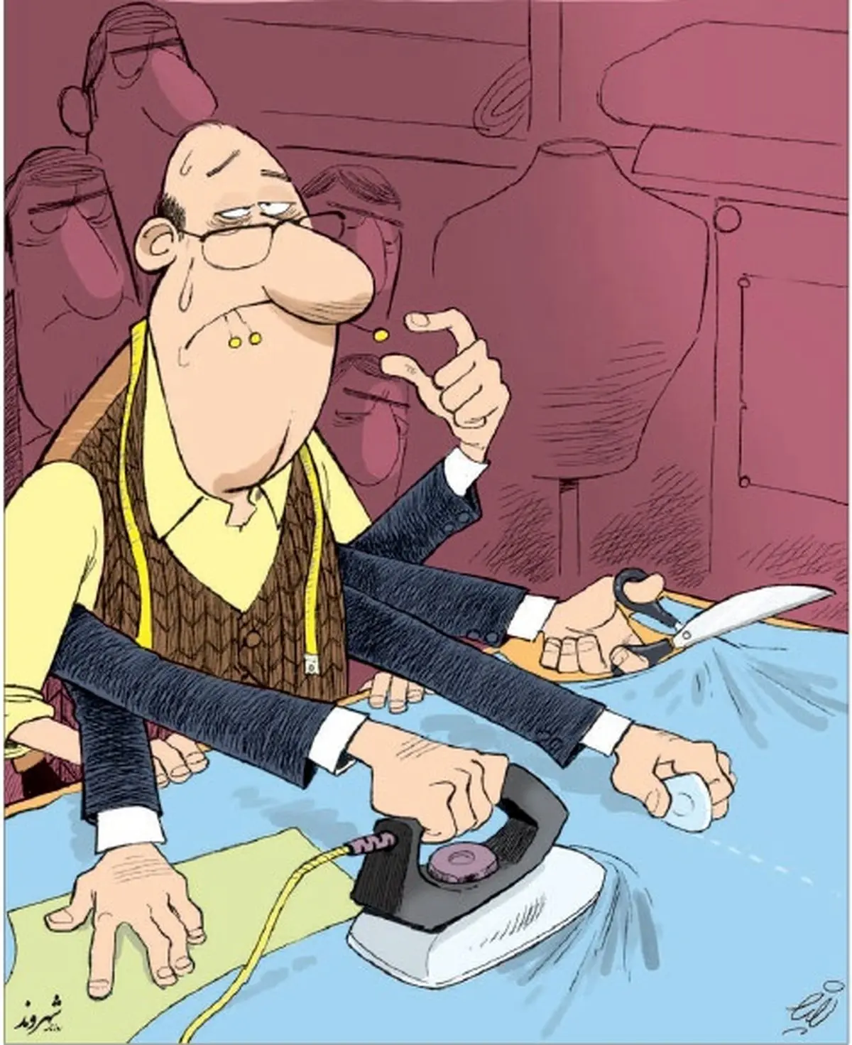 دست‌های پشت پرده لباس المپیک / کاریکاتور