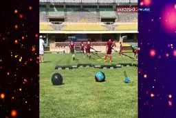 گوشه ای از تمرینات بدنسازی تیم فوتبال پرسپولیس