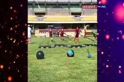 گوشه ای از تمرینات بدنسازی تیم فوتبال پرسپولیس