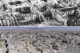 شباهت رقه ۲۰۱۷ پس از جنگ با داعش و برلین ۱۹۴۵ پس از جنگ جهانی دوم/عکس