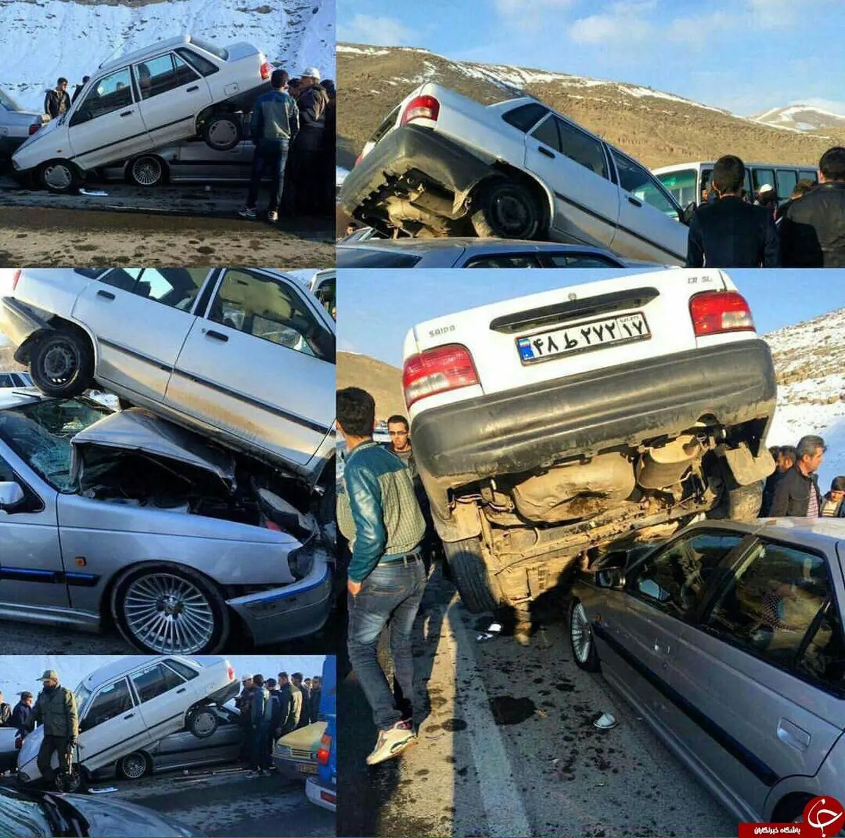 ژست جالب پراید پس از تصادف+ عکس