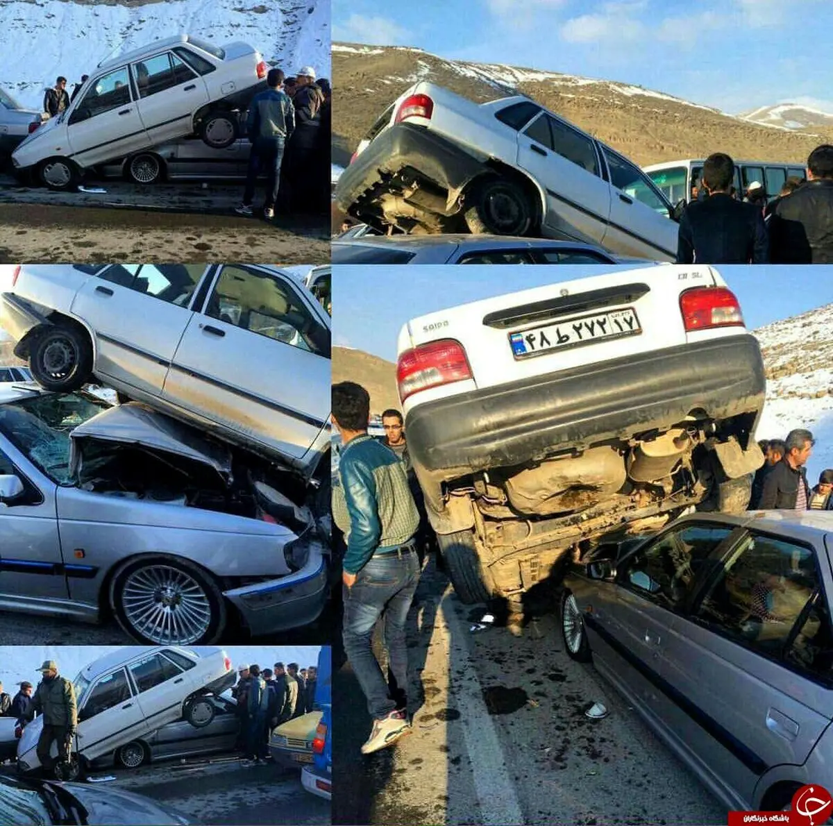 ژست جالب پراید پس از تصادف+ عکس