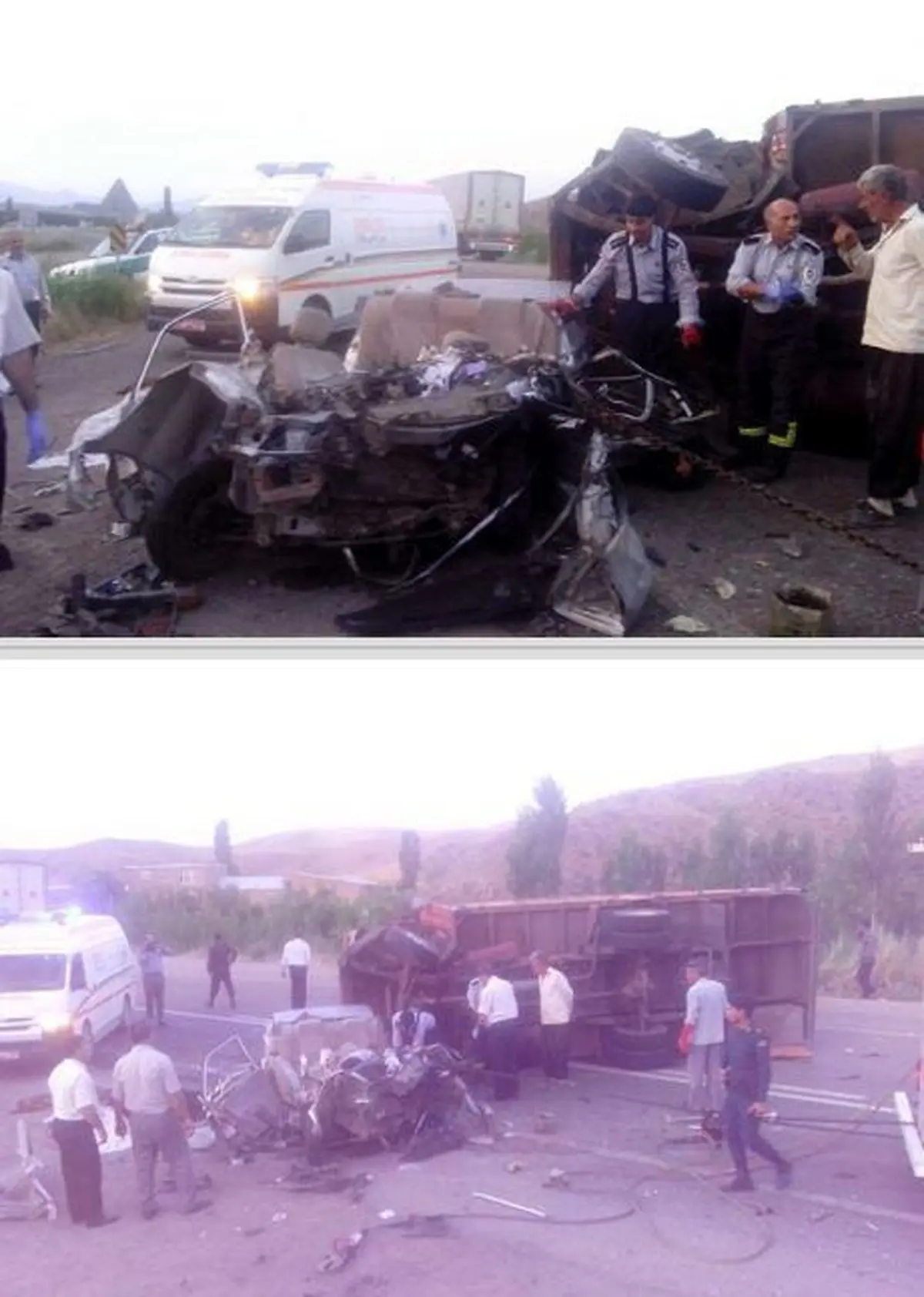 واژگونی مرگبار خاور بر روی پراید در جاده میانه-تبریز/ عکس