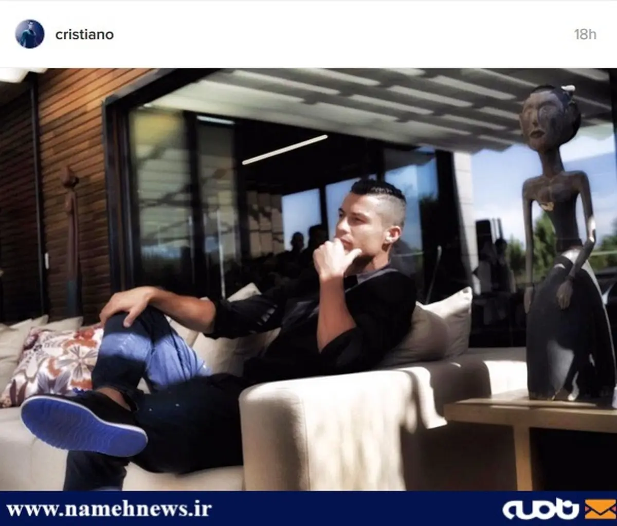 ژست جالب رونالدو هنگام استراحت/عکس