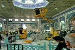 سقوط چلچراغ حرم حضرت معصومه(س)/ عکس