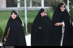 استقبال همسران شهدای هسته‌ای از ظریف/ عکس