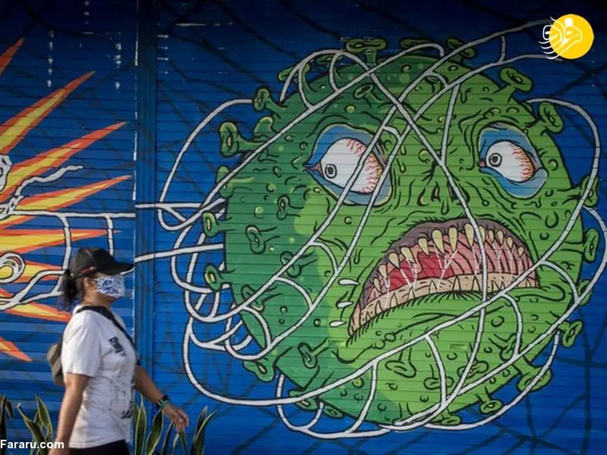 نقاشی‌های عجیب دیواری با الهام از کرونا +عکس‌ها