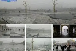 حرم رضوی غرق در مه / عکس