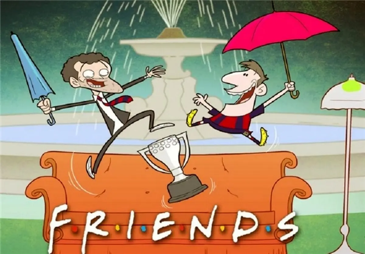 رابطه دوستانه مسی و انریکه پس از قهرمانی بارسلونا+کاریکاتور