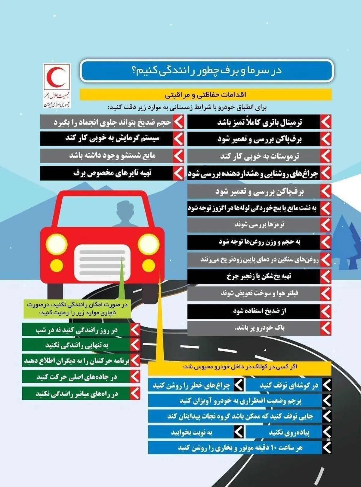 اینفوگرافی / در سرما و برف چطور رانندگی کنیم؟