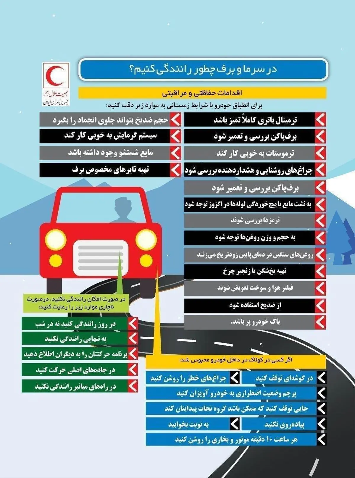 اینفوگرافی / در سرما و برف چطور رانندگی کنیم؟